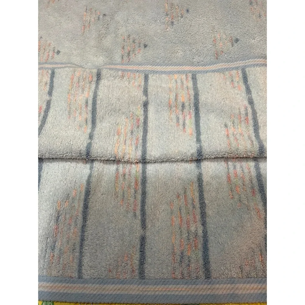 Field crest mills Bath Towel Unisex OS Pale Blue Geometric Vintage Retro‎ 47x25